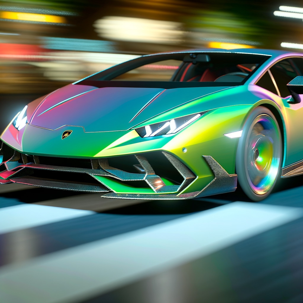 A sleek Lamborghini Huracán in motion.