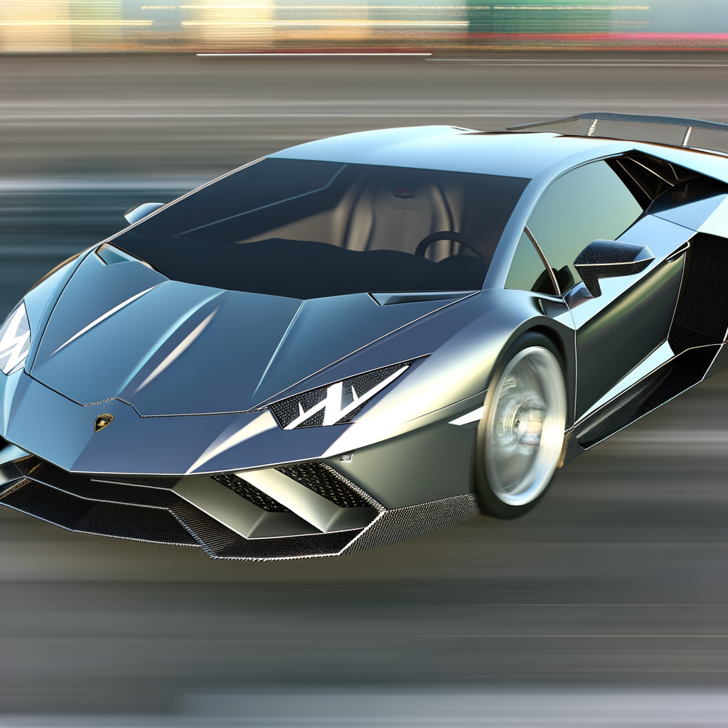 A sleek Lamborghini supercar in motion.