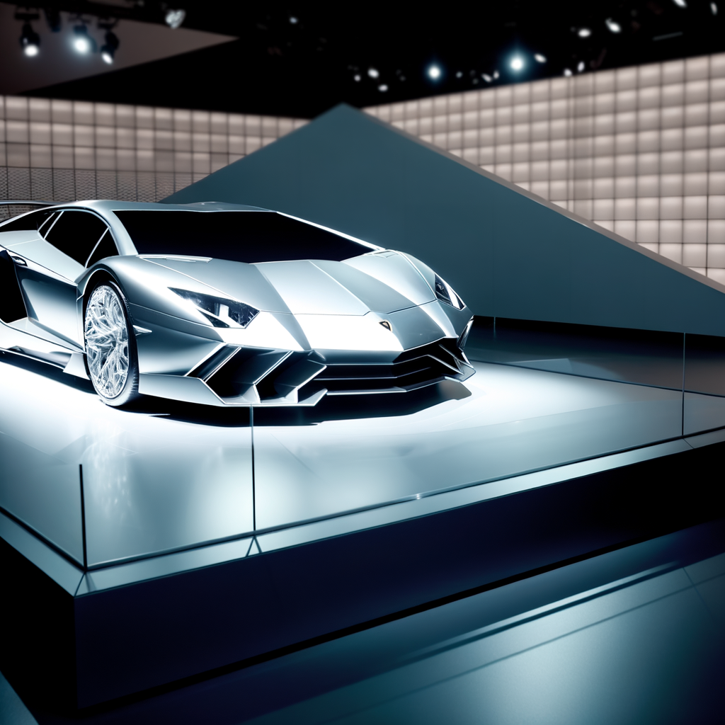 A sleek Lamborghini supercar on display.