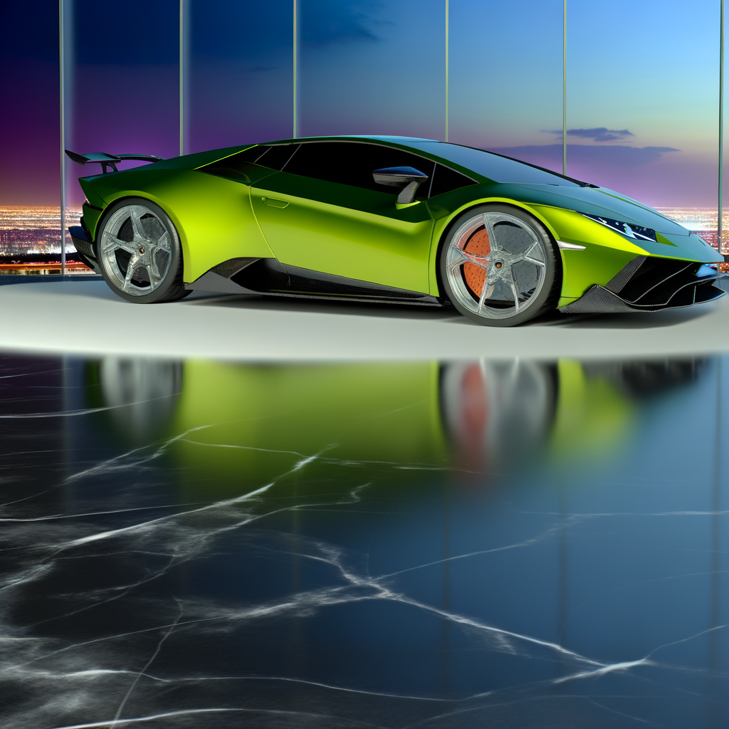 A sleek Lamborghini supercar on display.