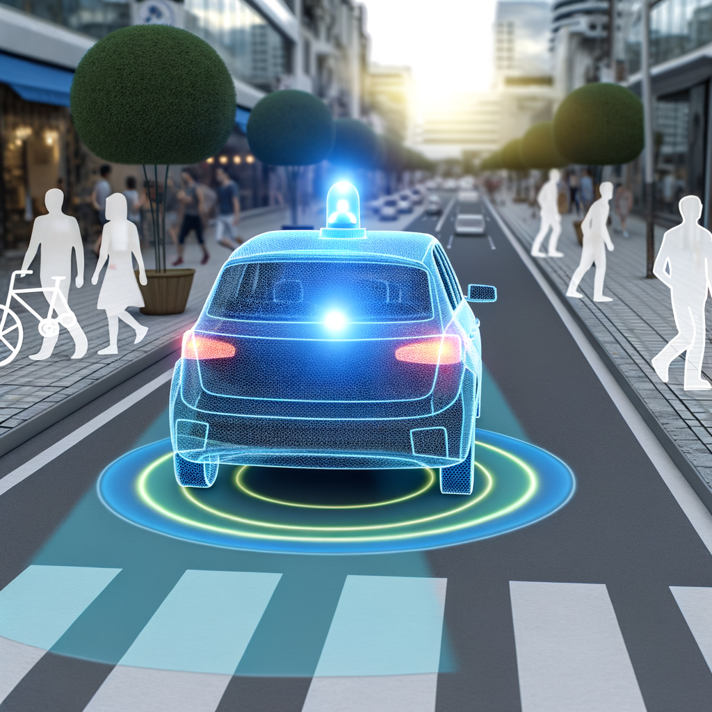 Autonomous car sensors ensuring road safety.