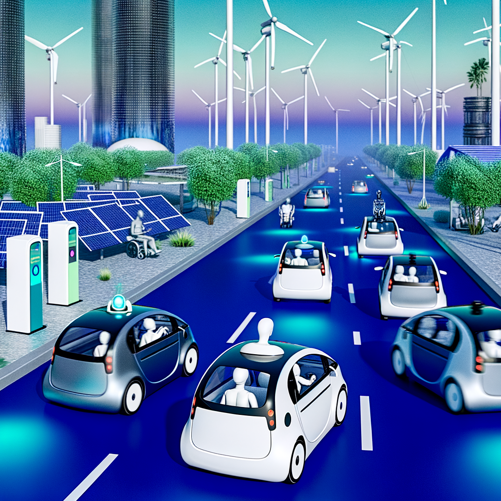 Autonomous cars navigate smart, sustainable future.