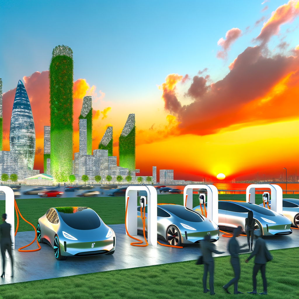 Electric cars charging, future mobility horizon.