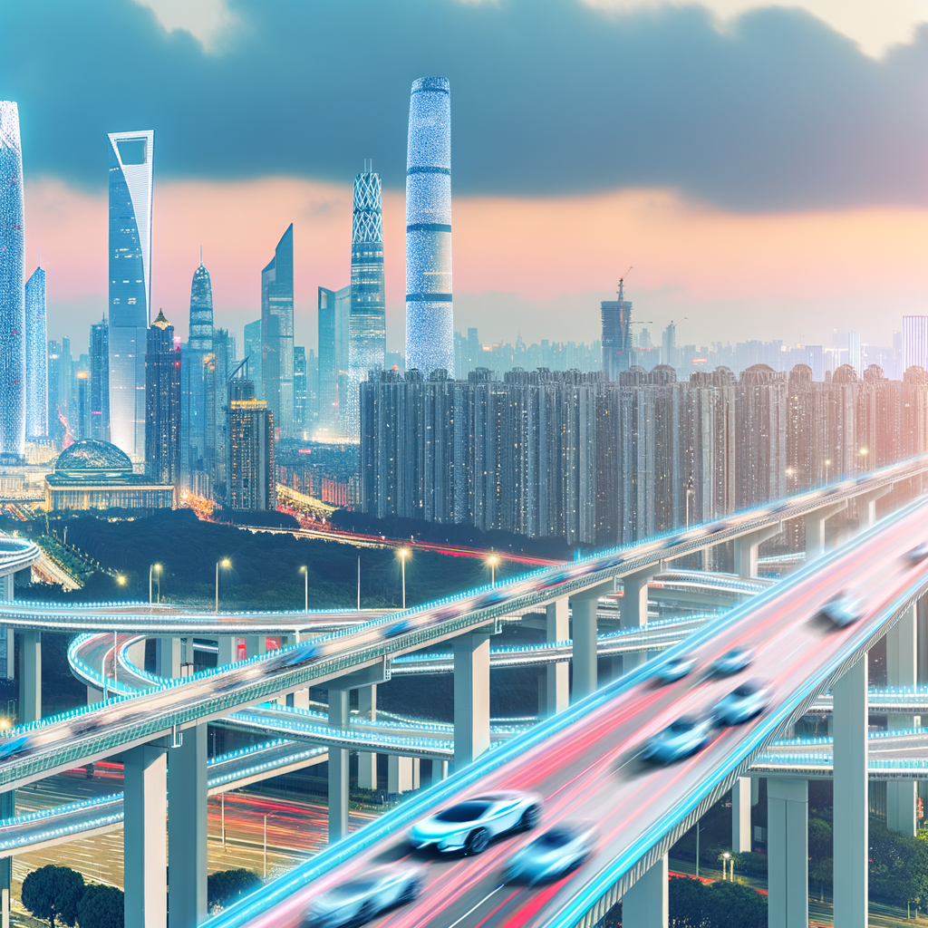 Electric cars dominate China's futuristic skyline.