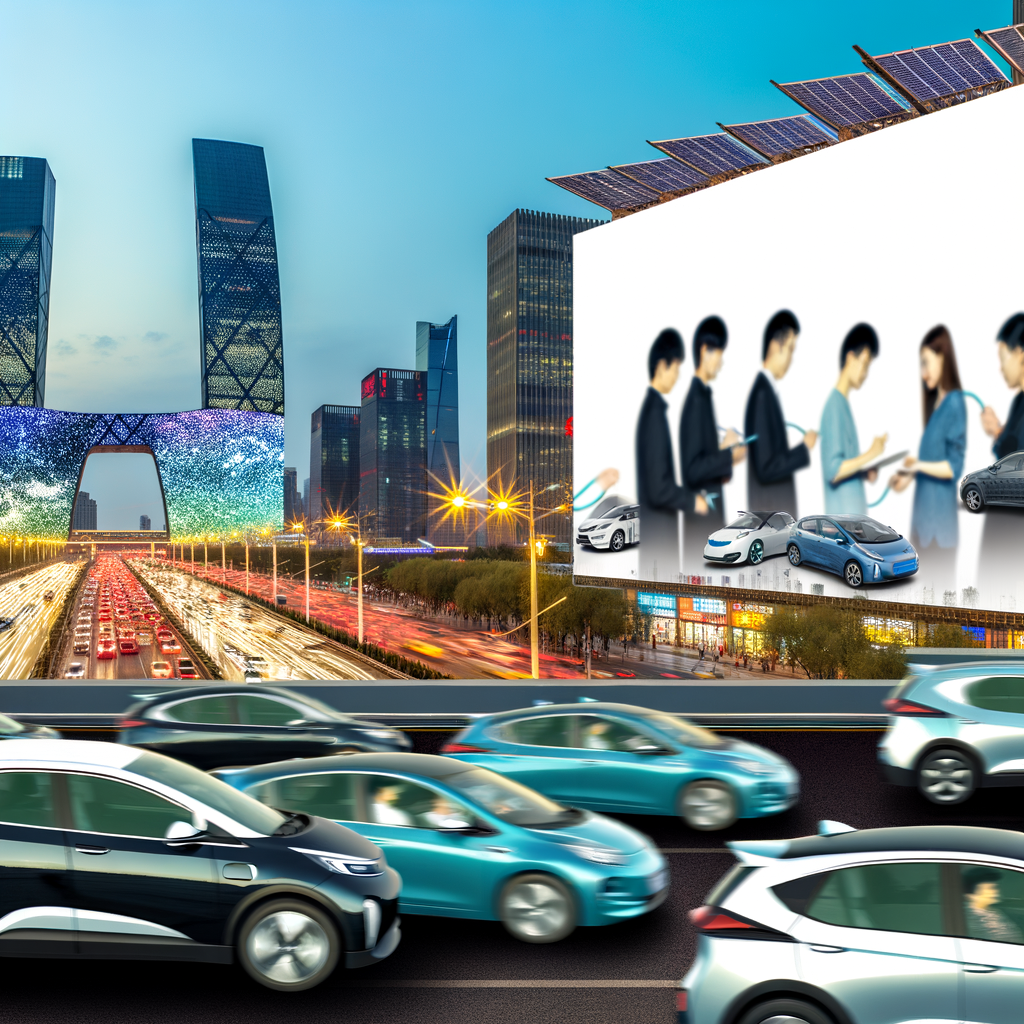 Electric cars dominate China's urban skyline.