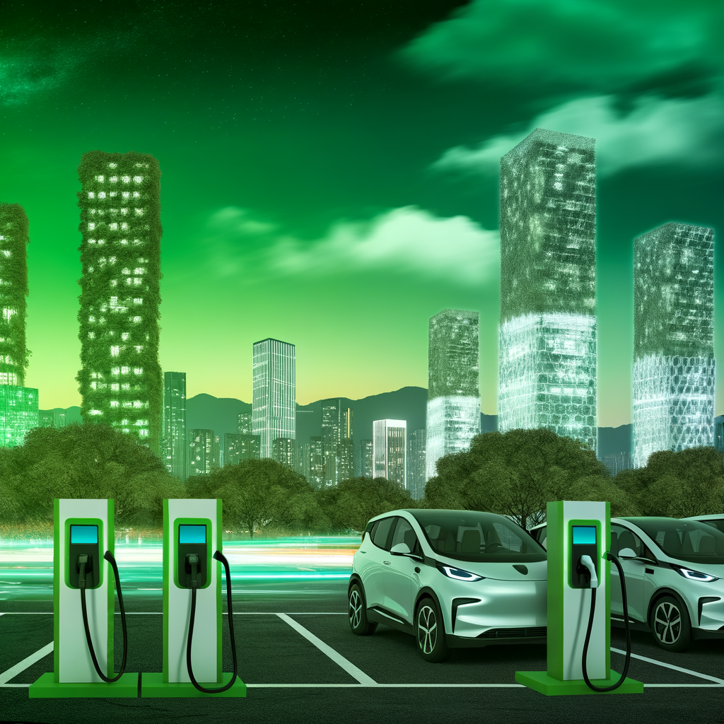 EVs illuminate China's green future skyline.