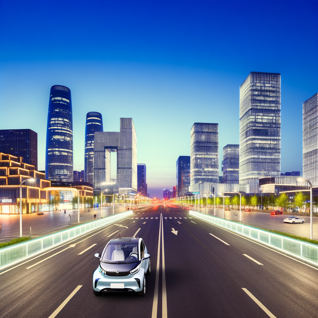 EVs under city skyline, China leads.