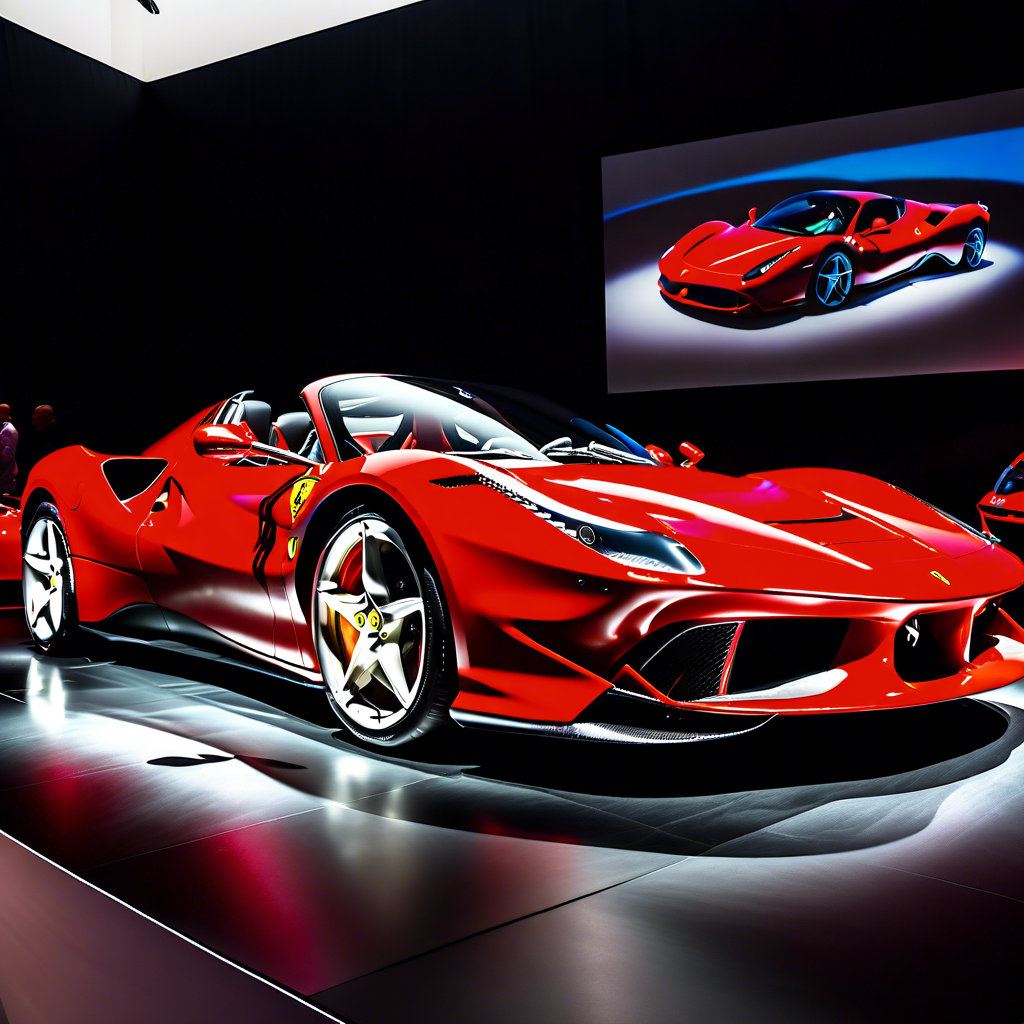 Ferrari's sleek, powerful supercar on display.