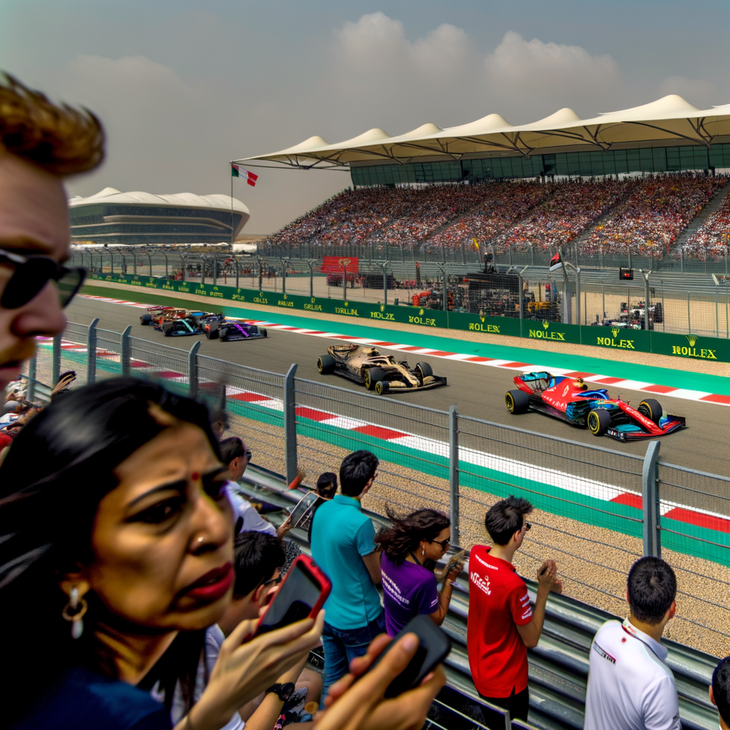 Formula 1 cars race on iconic circuit.