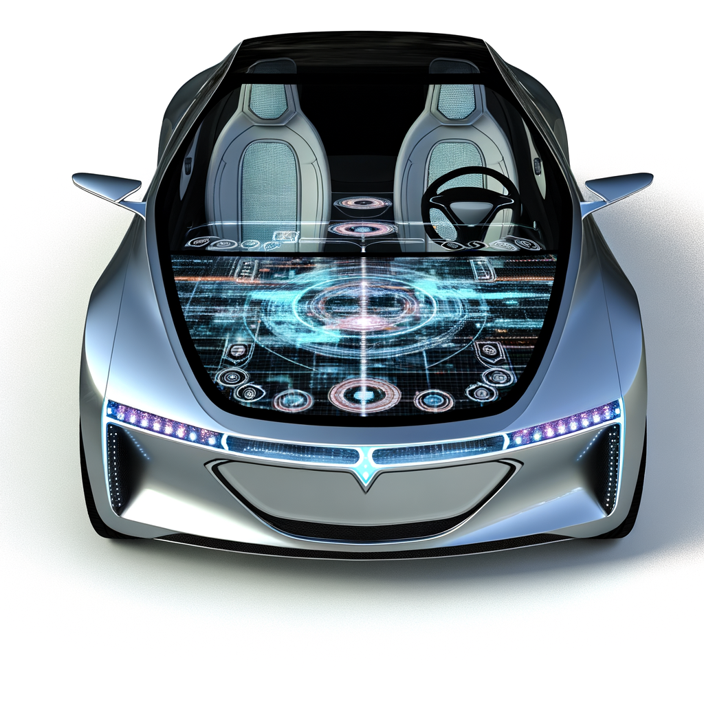 Futuristic Audi car with digital interface.