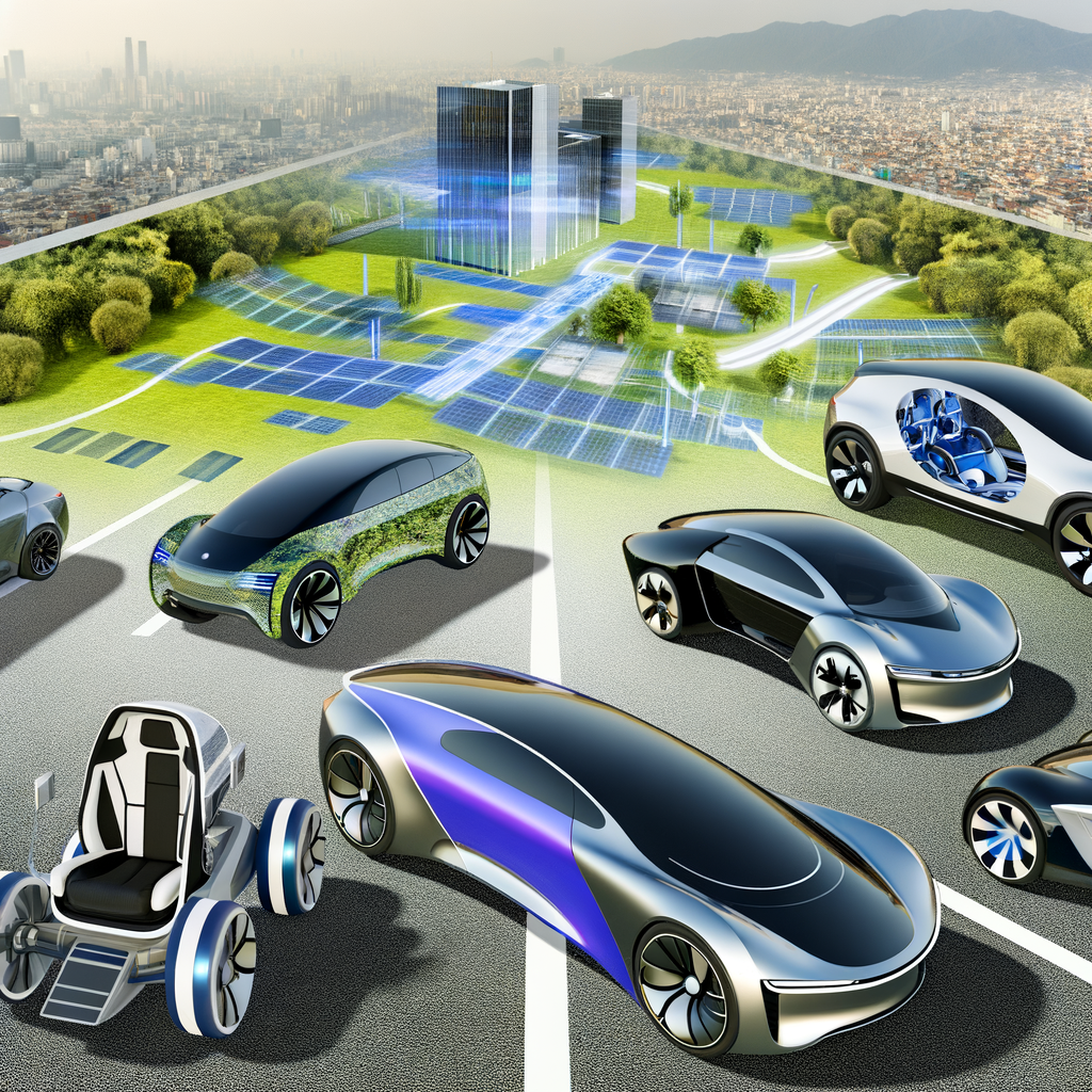 Futuristic cars merging technology and sustainability.