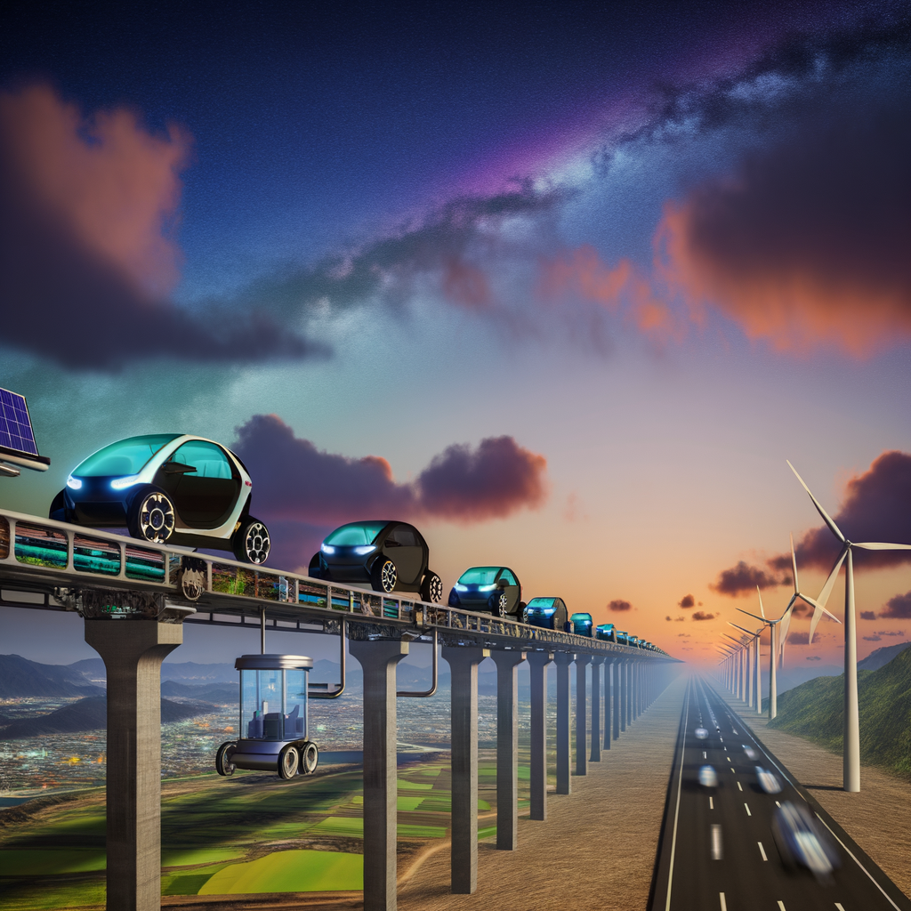 Futuristic cars shaping a sustainable horizon.