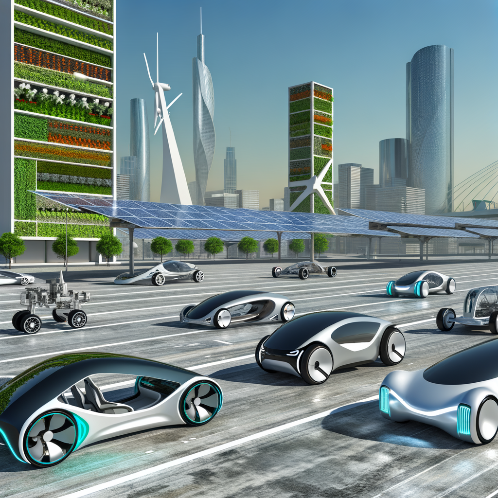 Futuristic cars shaping sustainable transport landscape.