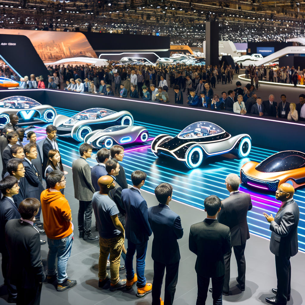 Futuristic cars showcasing innovation at auto show.