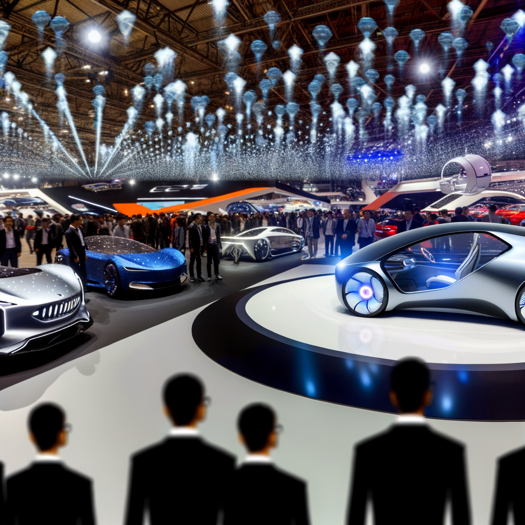 Futuristic cars showcasing innovation at auto expo.