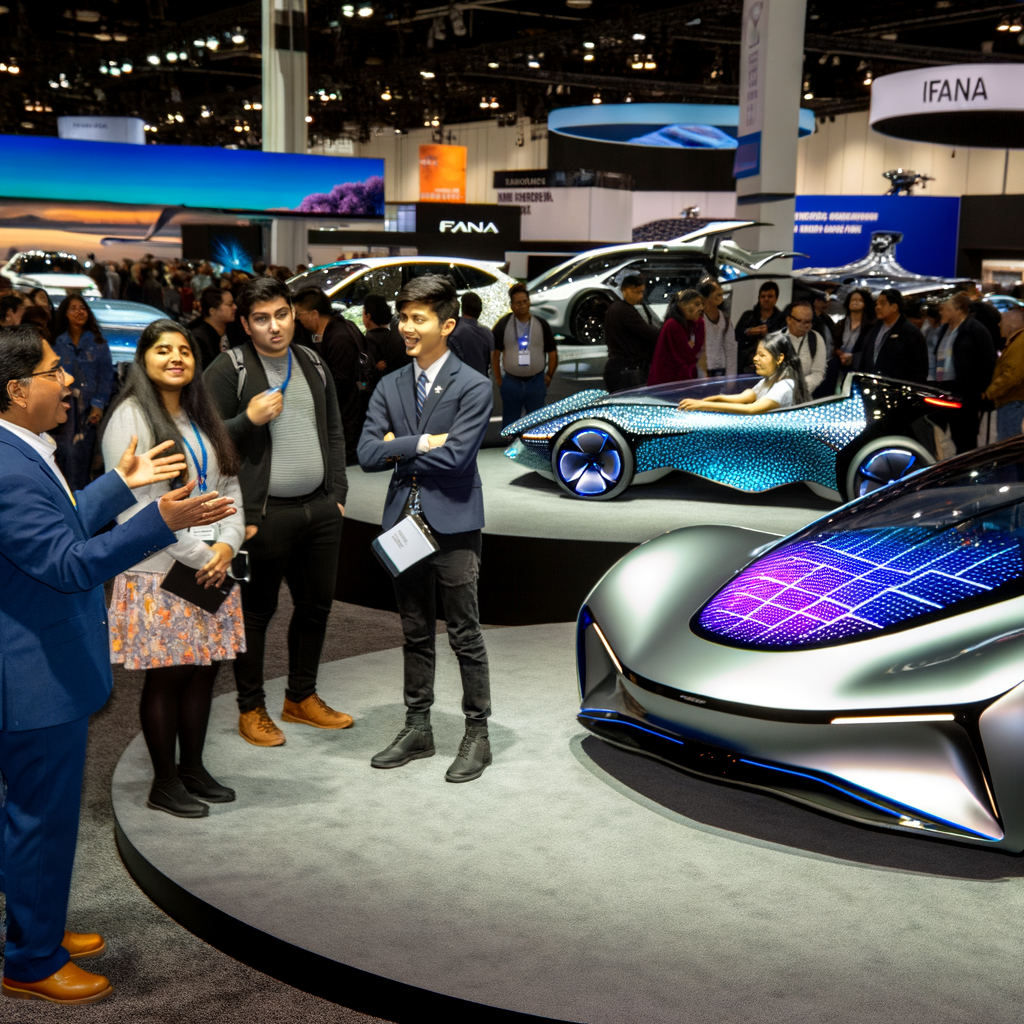 Futuristic cars showcasing innovation at auto show.