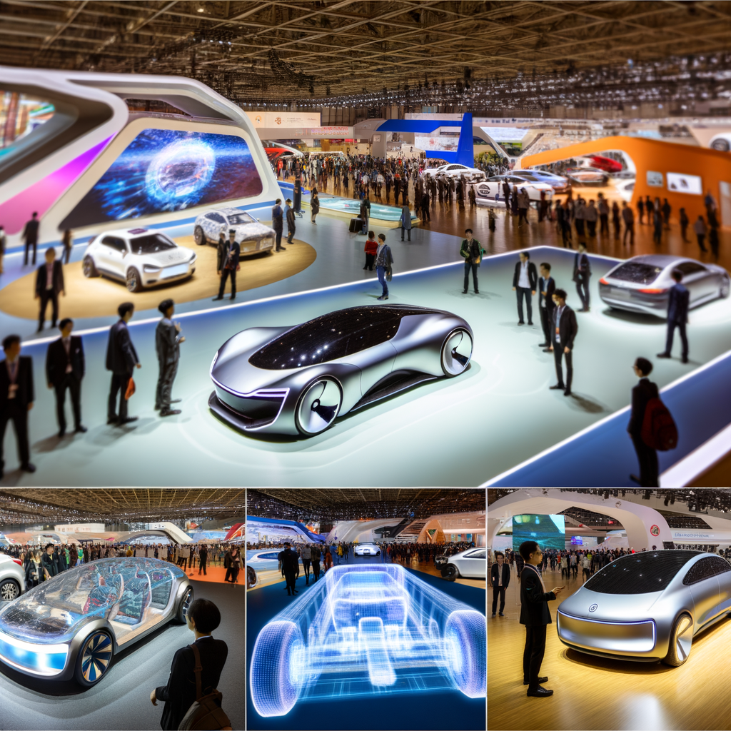 Futuristic cars showcasing innovation at auto show.