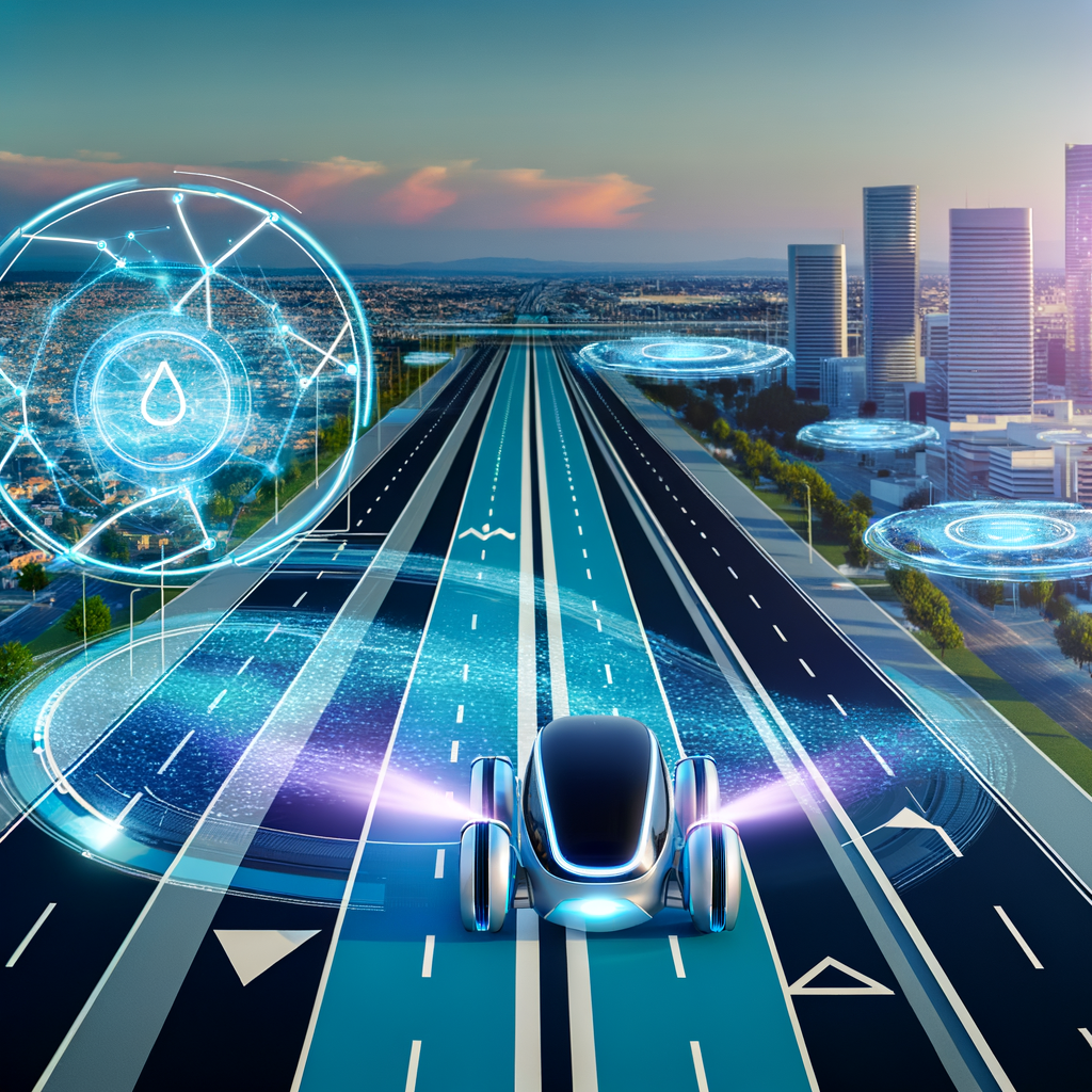 Futuristic EVs, autonomous tech, connected roads.