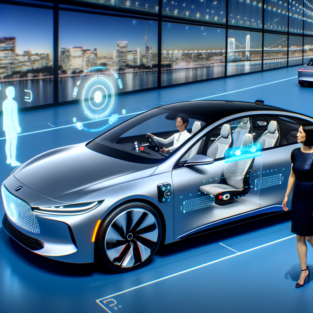 Hybrid car and ADAS technology fusion.