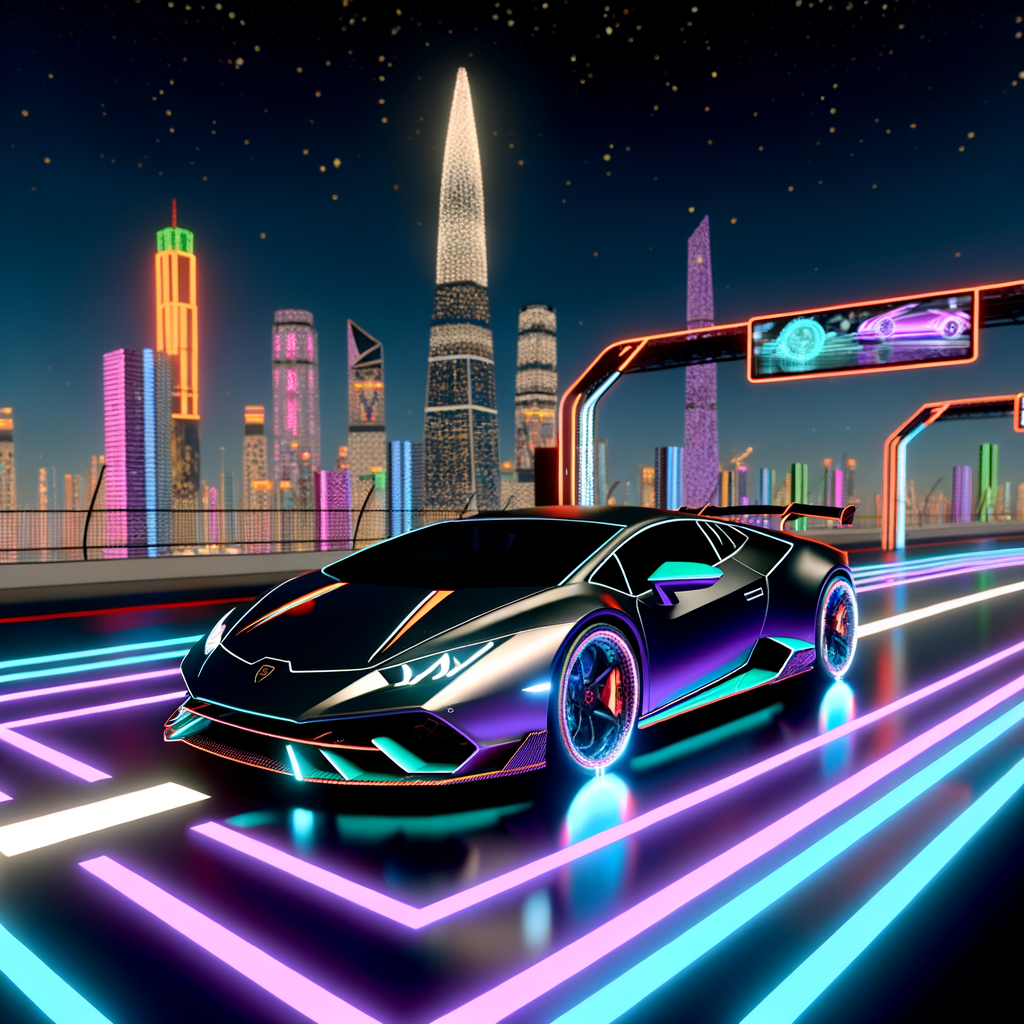 Lamborghini Huracán STO on futuristic track.