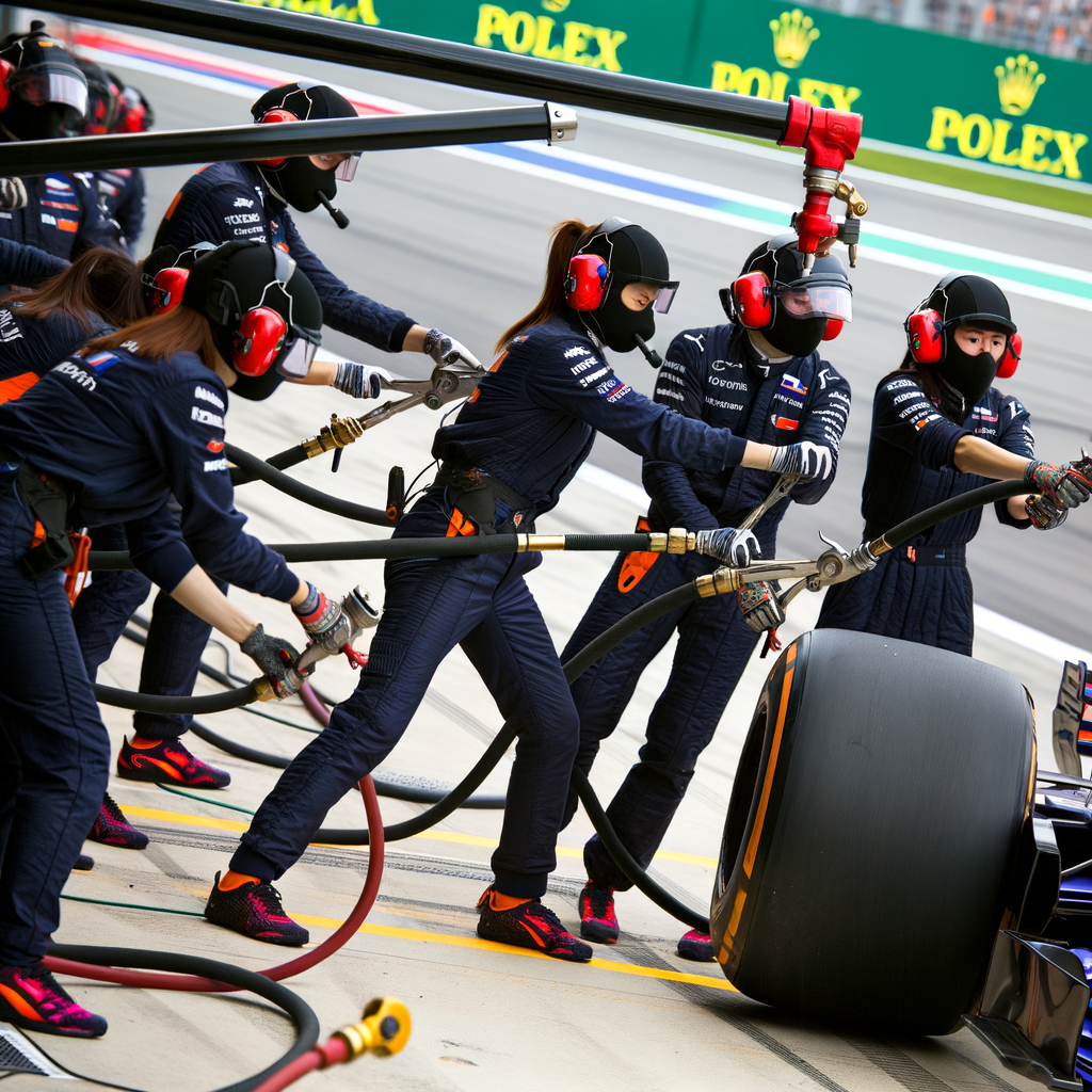 Pit crew precision propels Formula 1 glory.