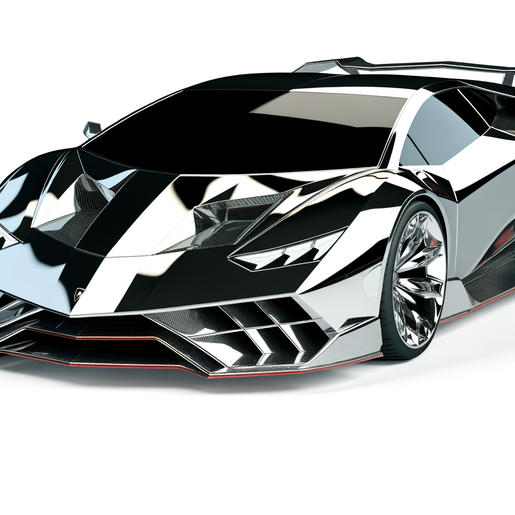 Shiny Lamborghini supercar with futuristic design.