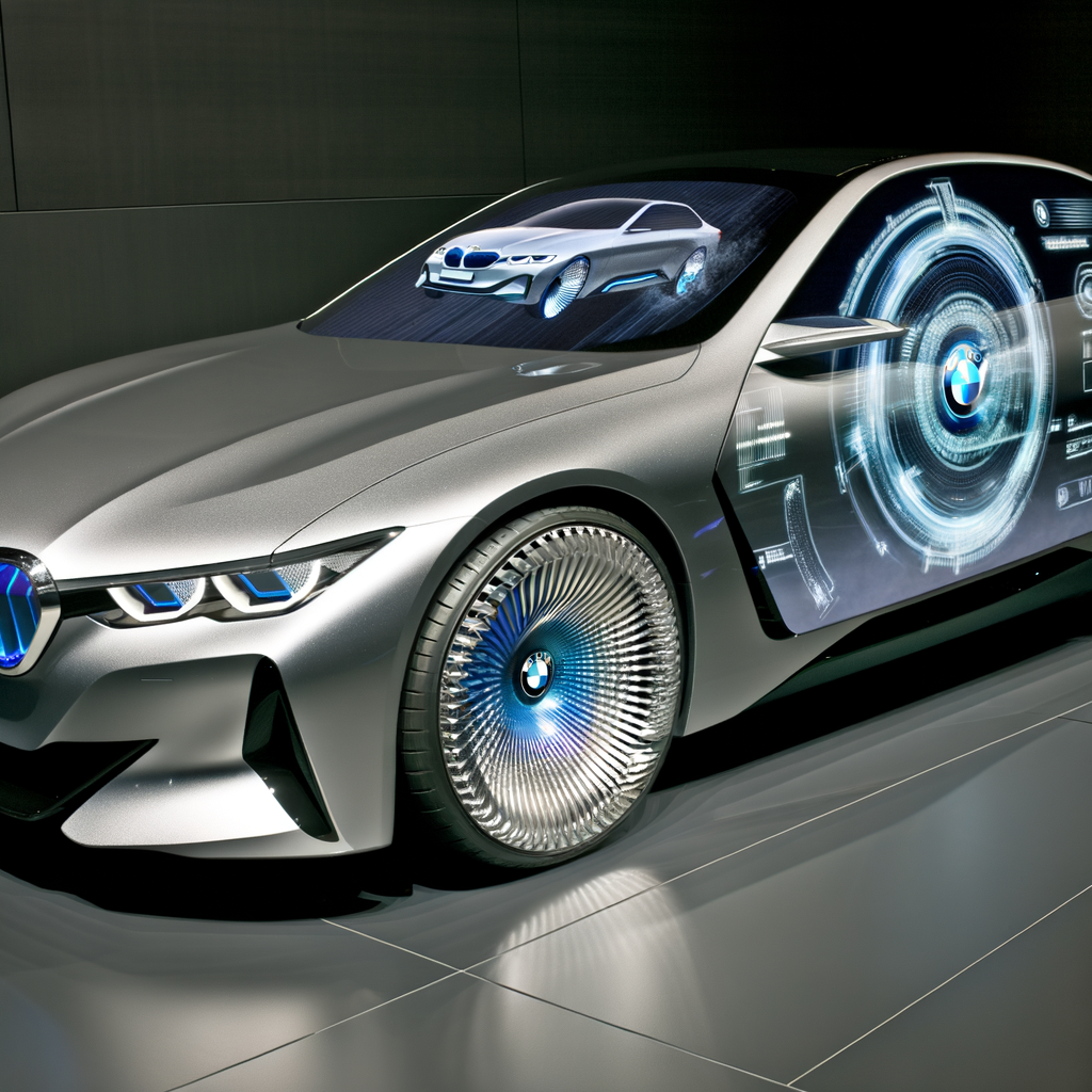 Sleek BMW car with futuristic interface.