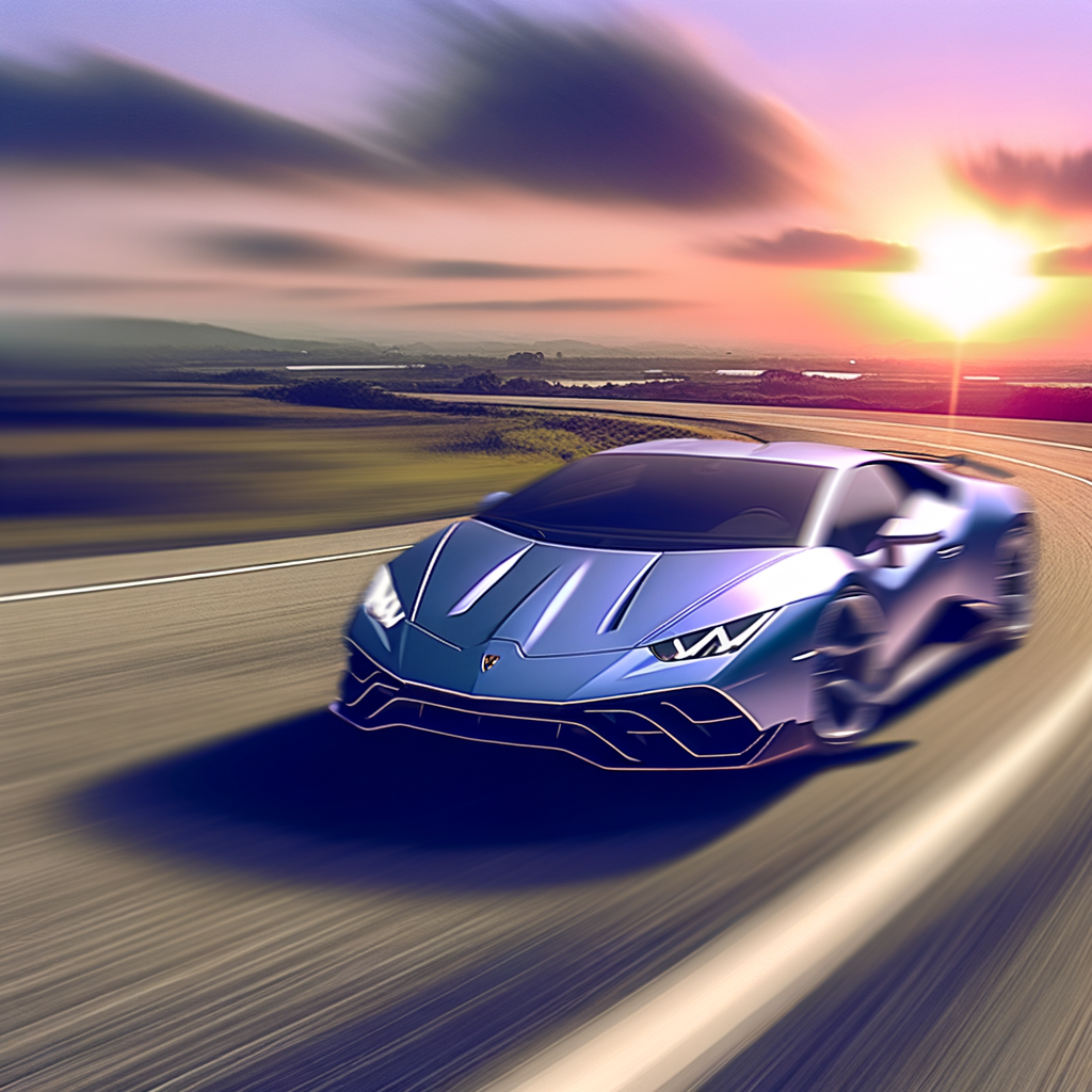 Sleek Lamborghini supercar in dynamic motion.