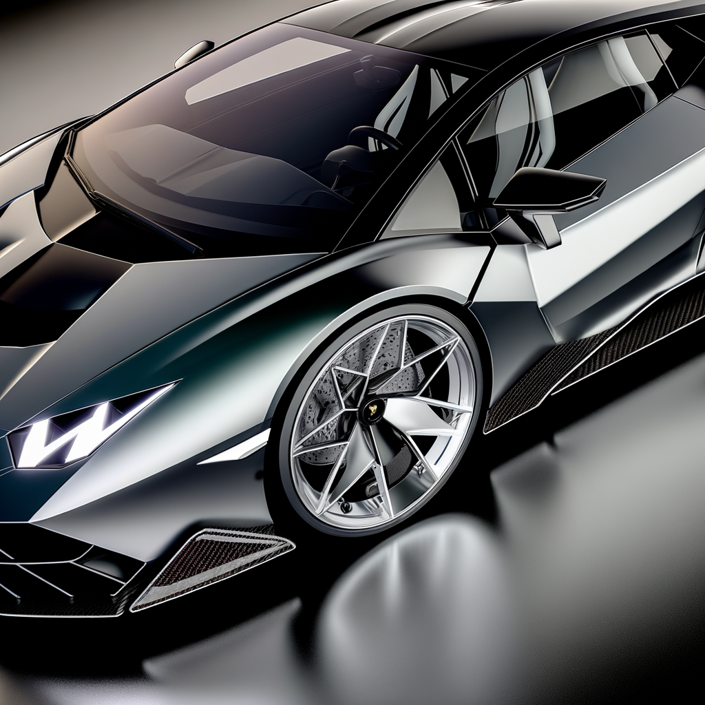 A sleek, futuristic Lamborghini hybrid supercar.