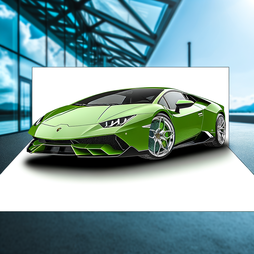 A sleek Lamborghini Sián, vibrant green.