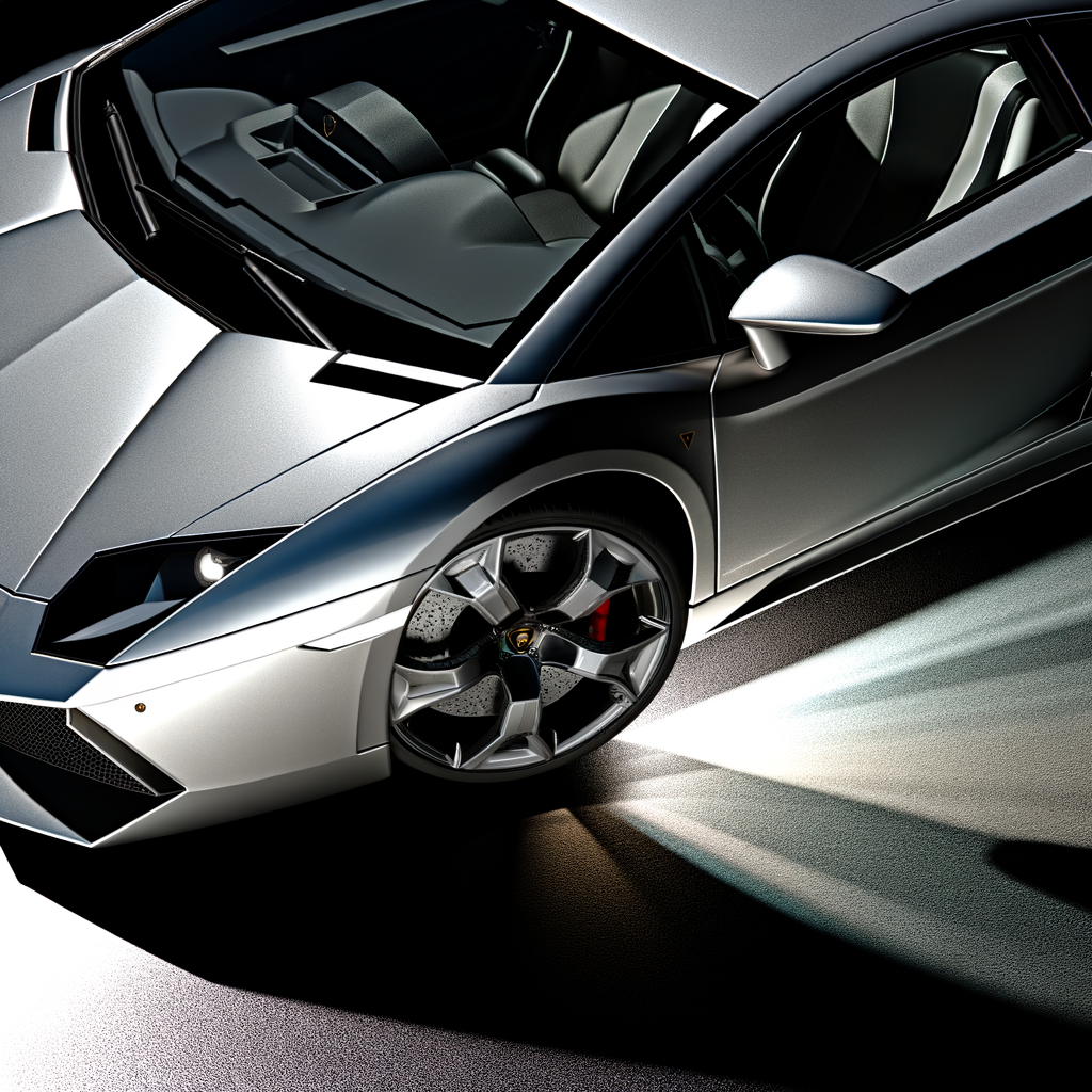 A sleek Lamborghini sports car glistening.