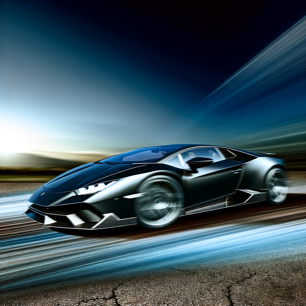 A sleek Lamborghini supercar in motion.