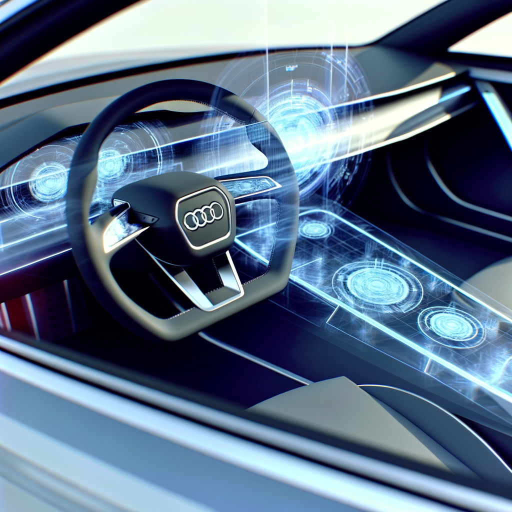 Futuristic Audi electric car with holograms.