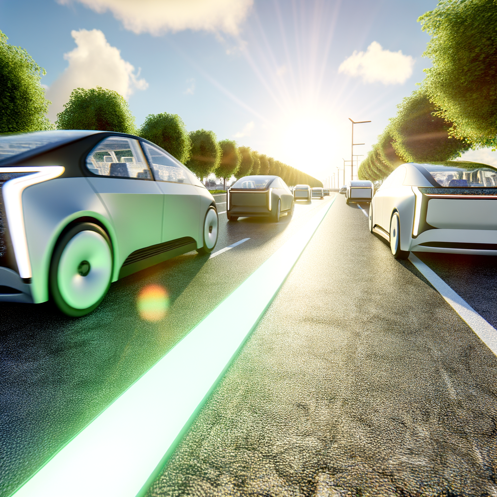 Futuristic cars shaping sustainable, connected roads.