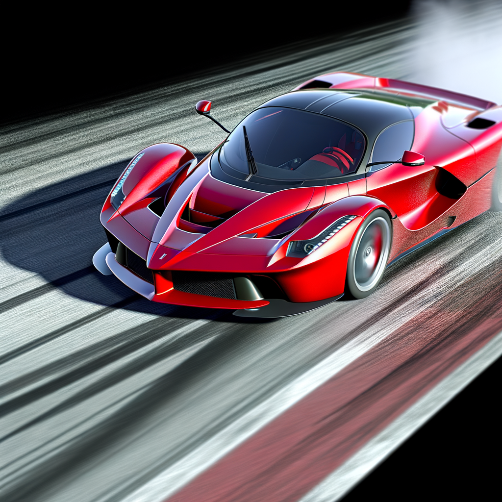 A Ferrari supercar speeding on racetrack.