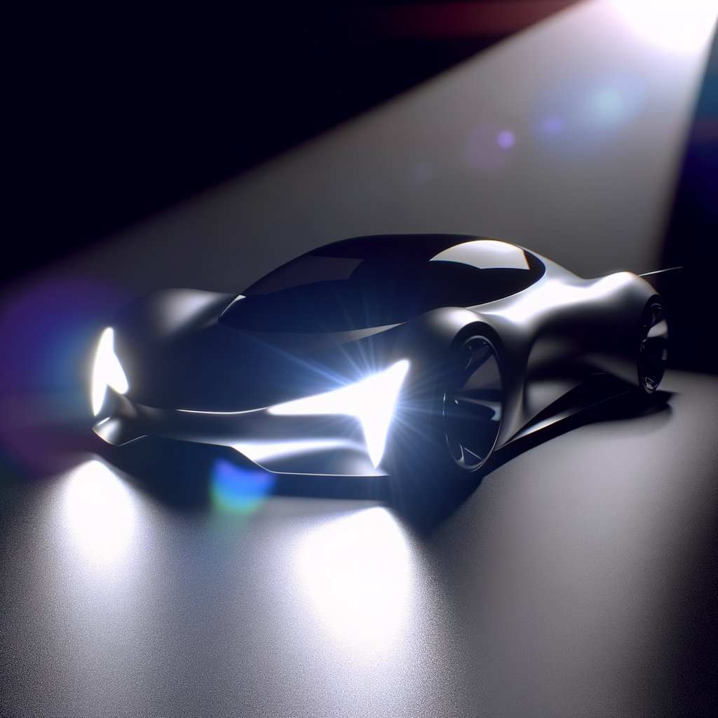 A sleek, futuristic Lamborghini under spotlight.