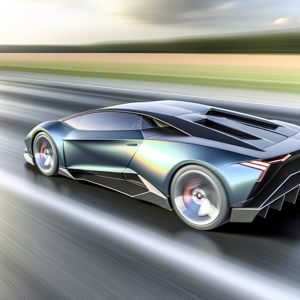 A sleek Lamborghini hybrid supercar accelerating.