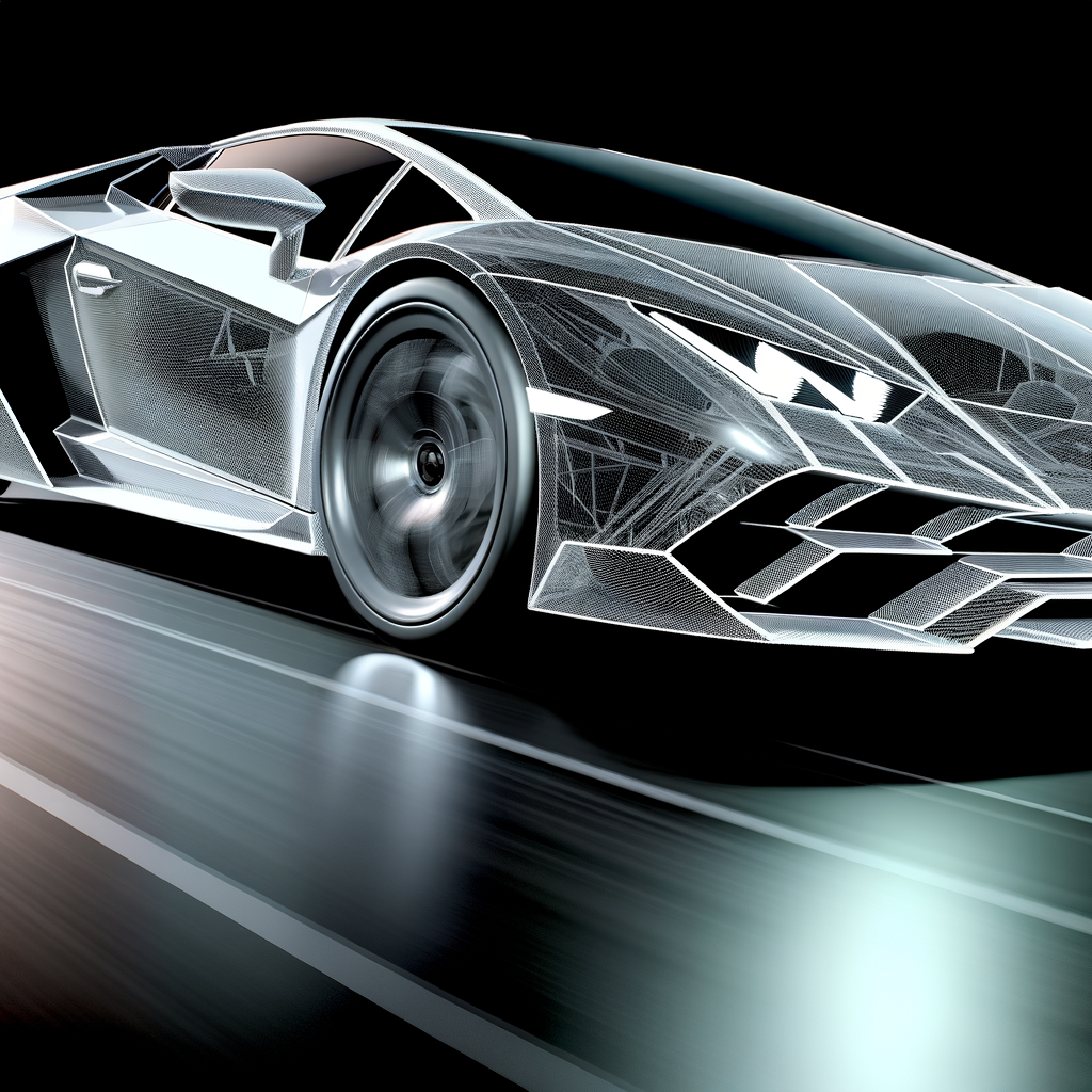 A sleek Lamborghini hybrid supercar speeding.