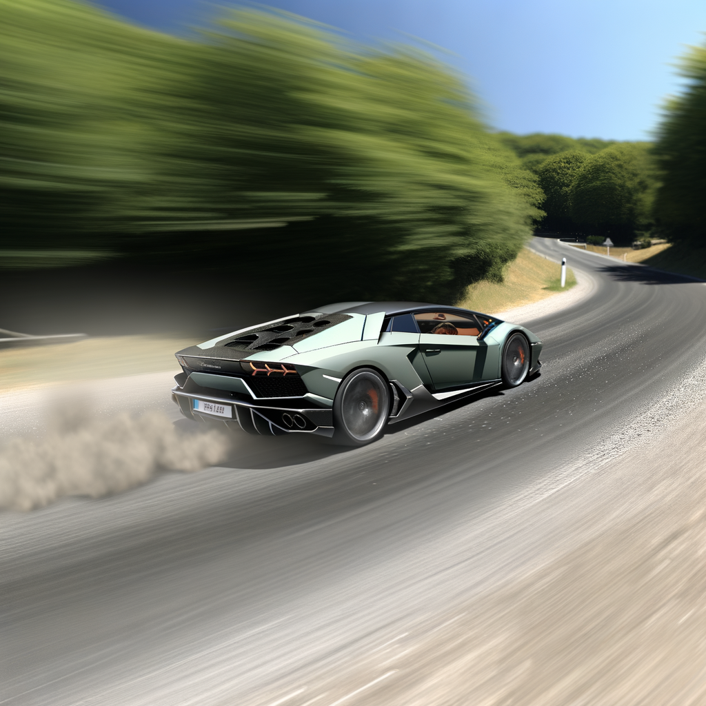 A sleek Lamborghini speeding through curves.