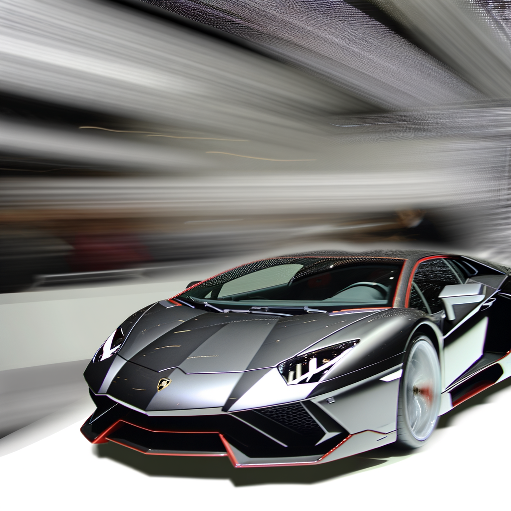 A sleek Lamborghini supercar in motion.