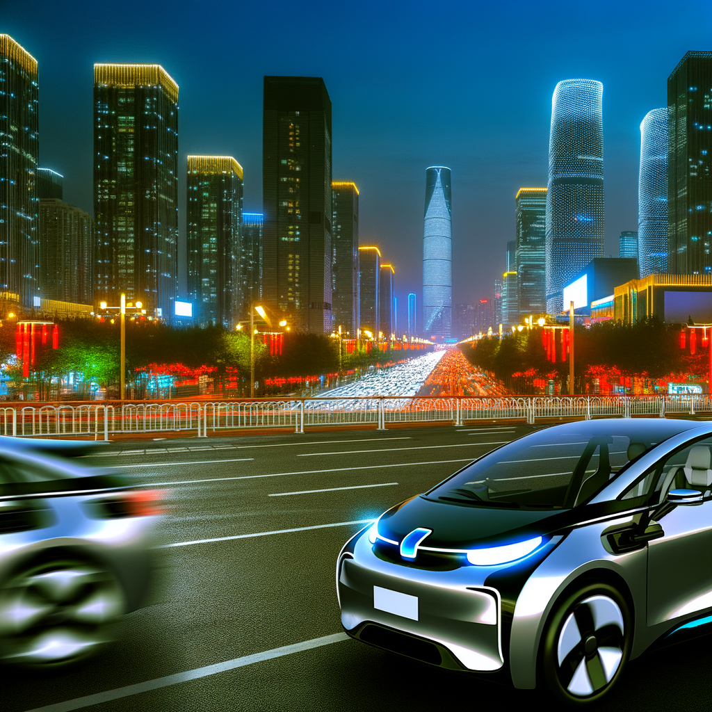 Electric cars dominate China's urban skyline.