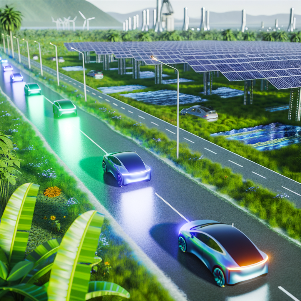 Electric cars leading sustainable future drive.