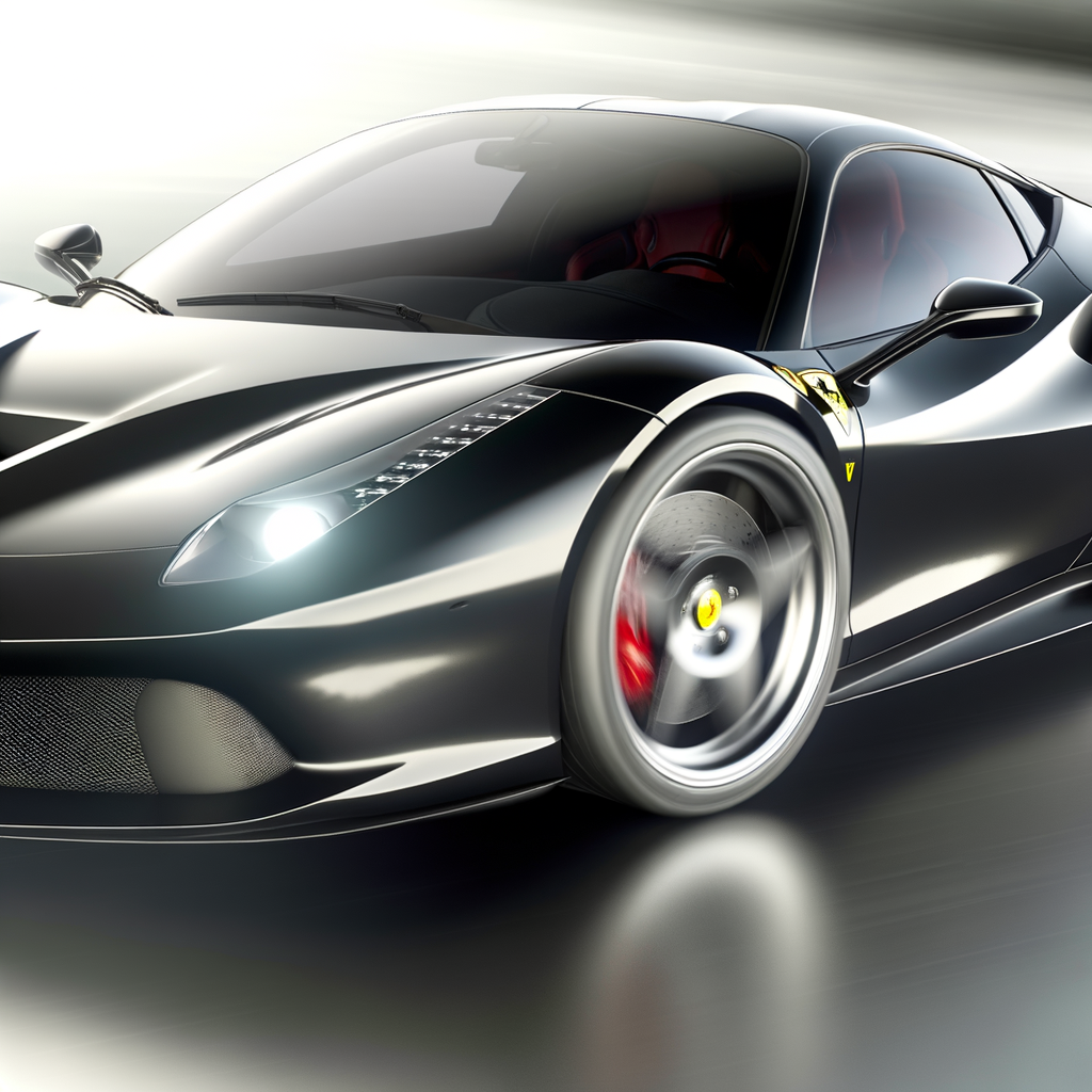 Ferrari supercar in motion, sleek perfection.