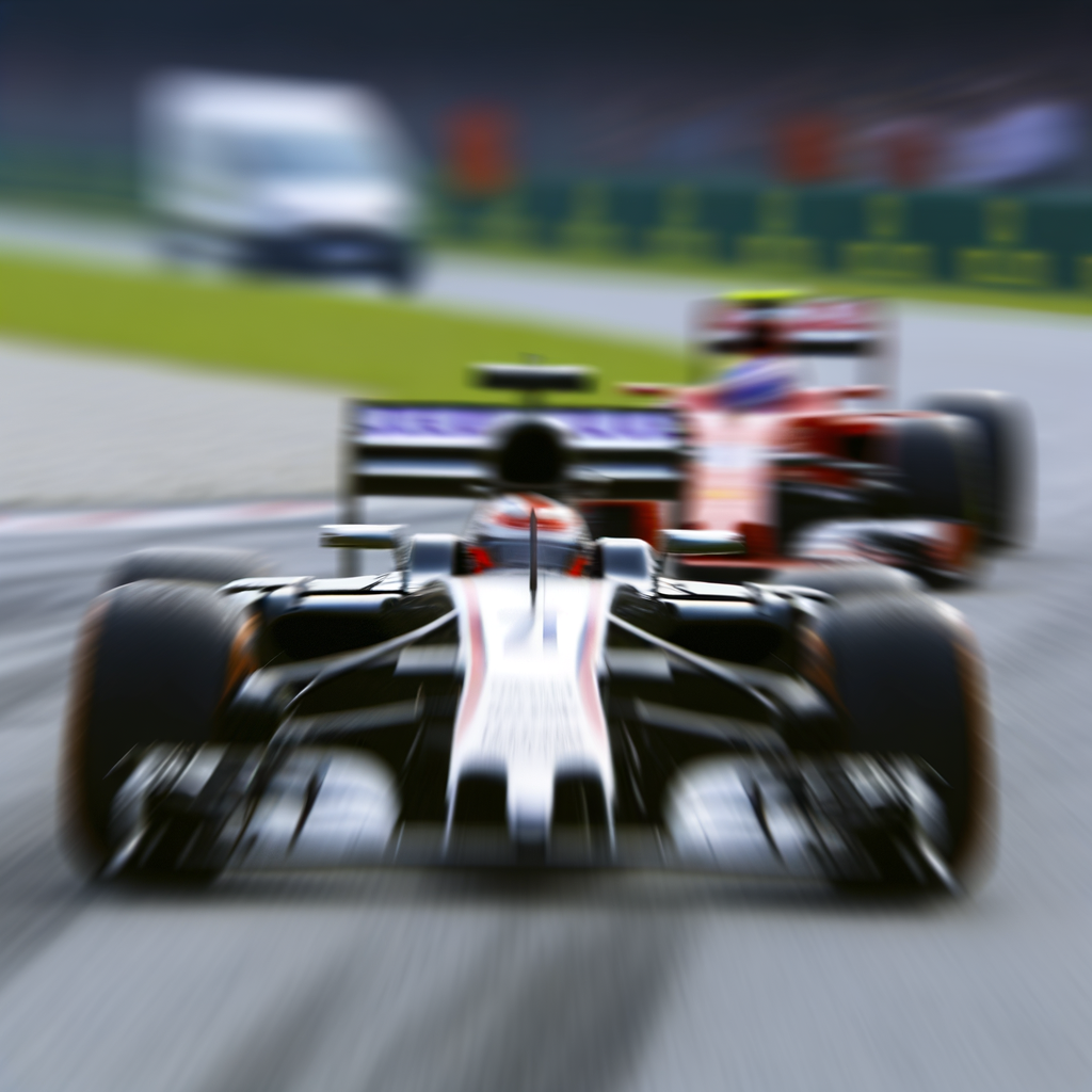 Formula 1 racecars blitzing the Grand Prix.
