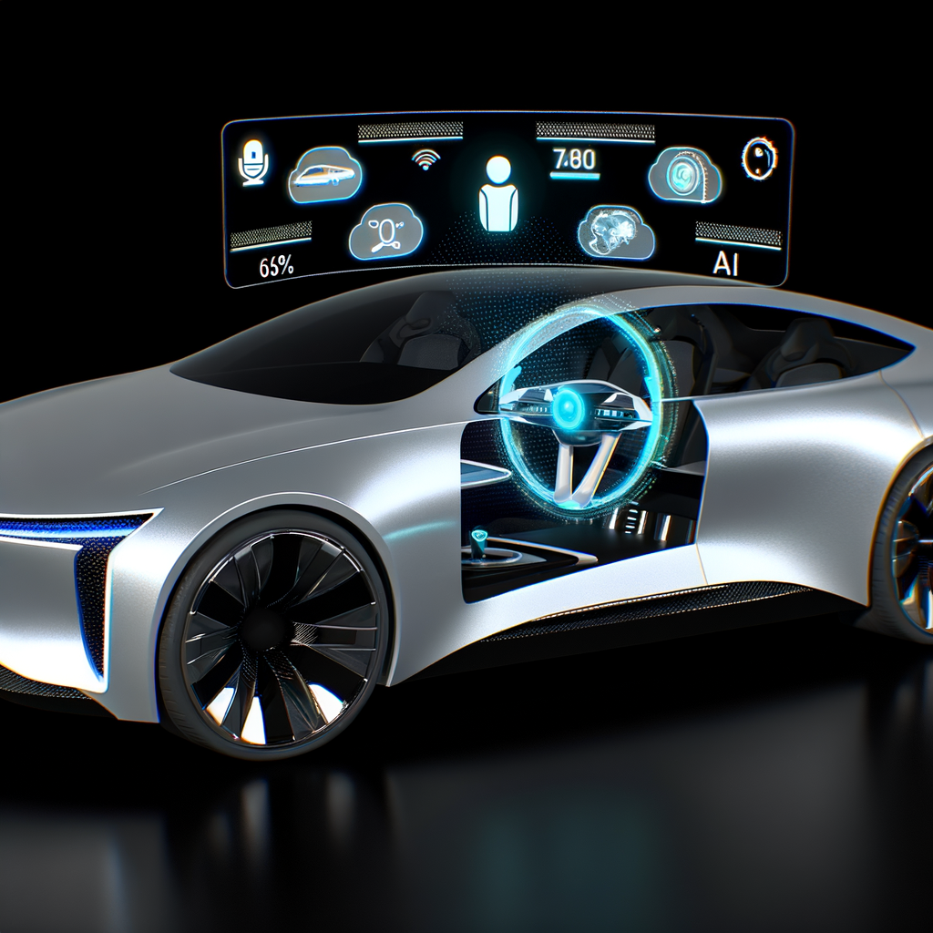 Futuristic Audi car with AI dashboard.