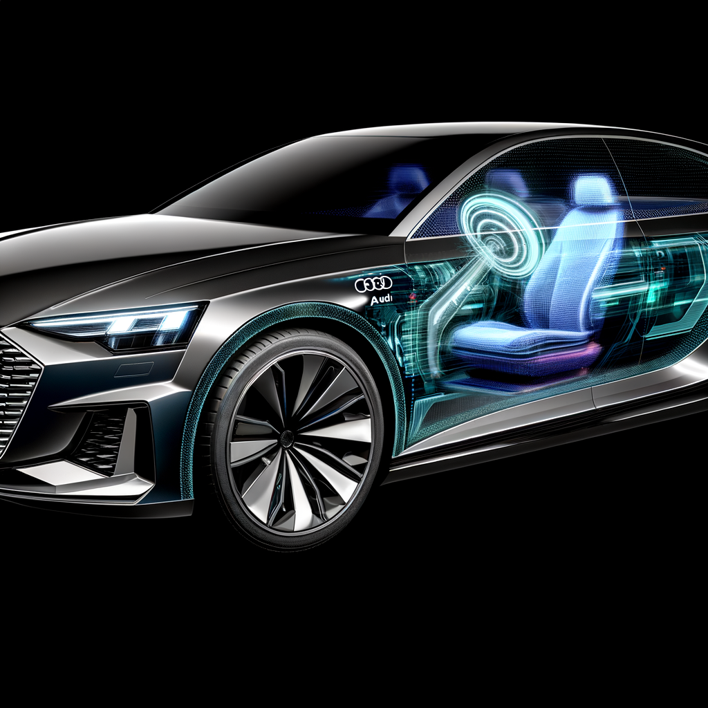 Futuristic Audi car with AI interface.