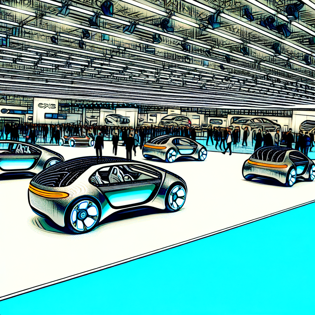 Futuristic cars showcasing innovation at auto show.