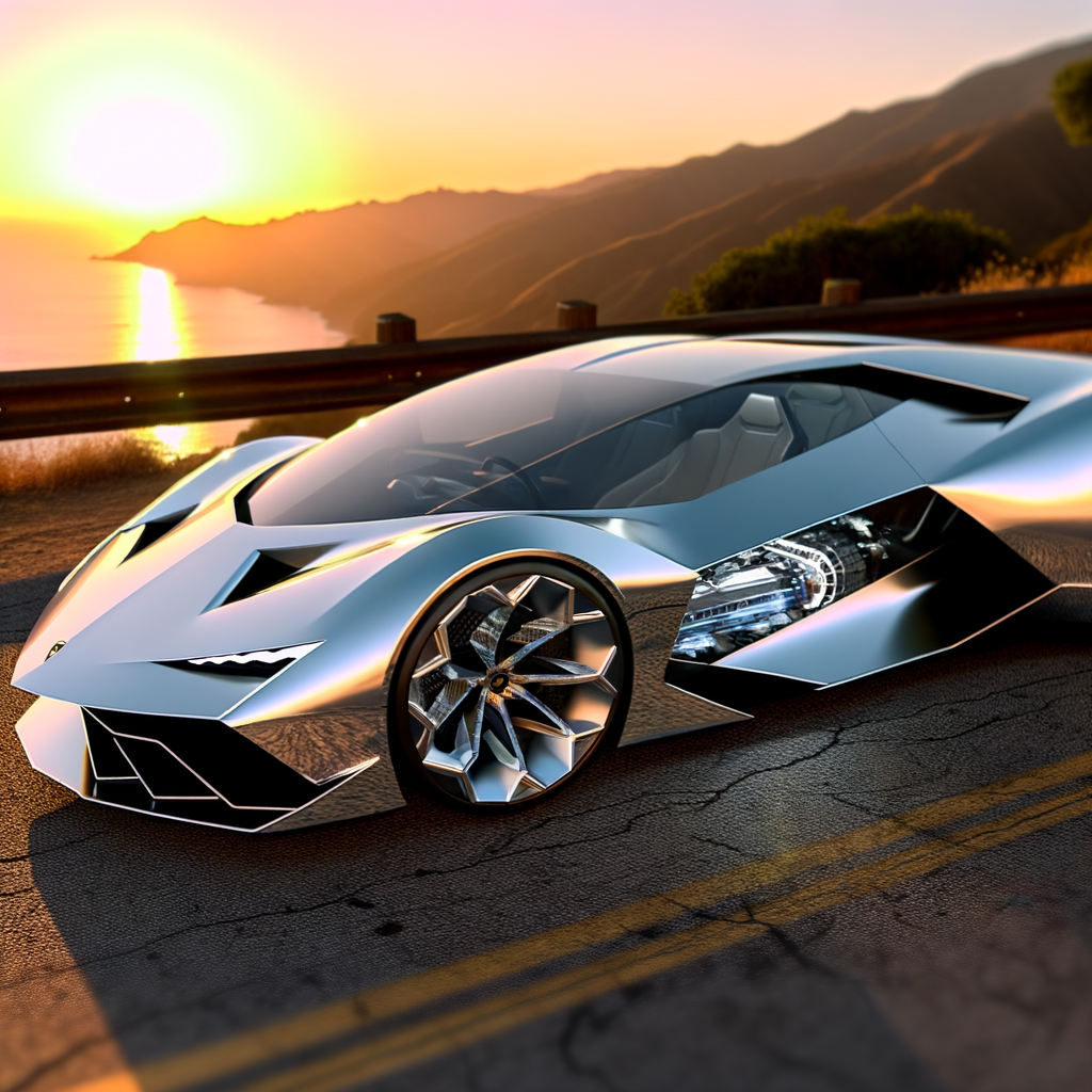 Lamborghini supercar with futuristic hybrid powertrain.