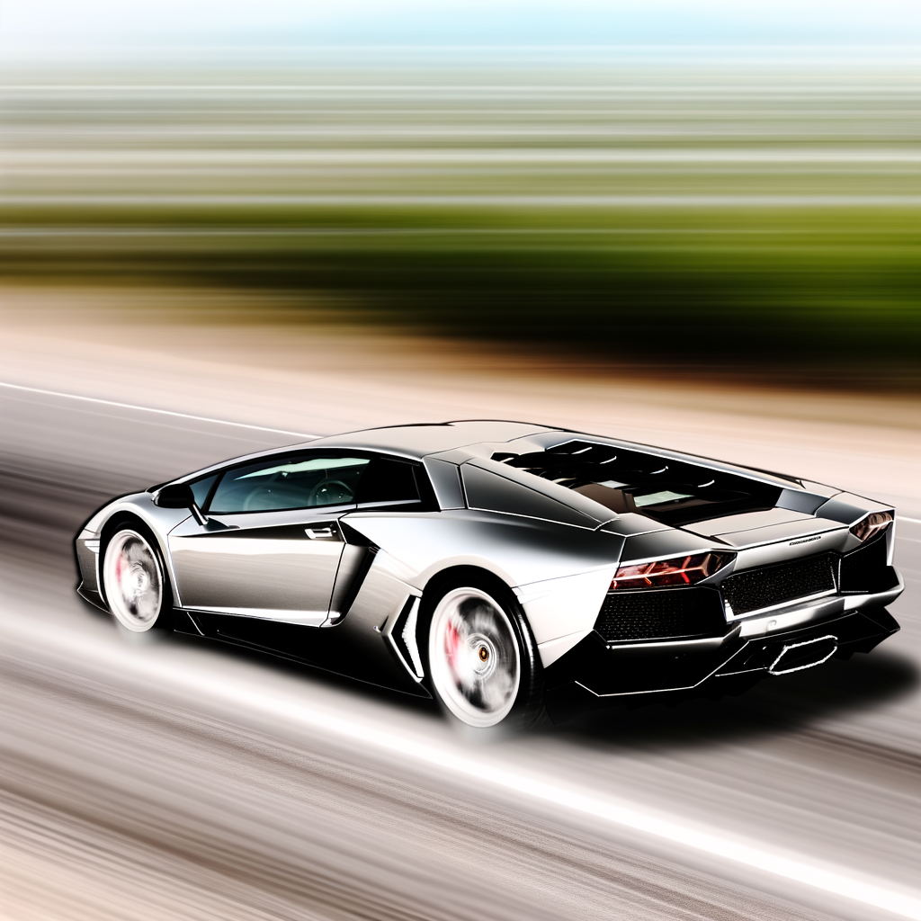 A sleek Lamborghini supercar in motion.