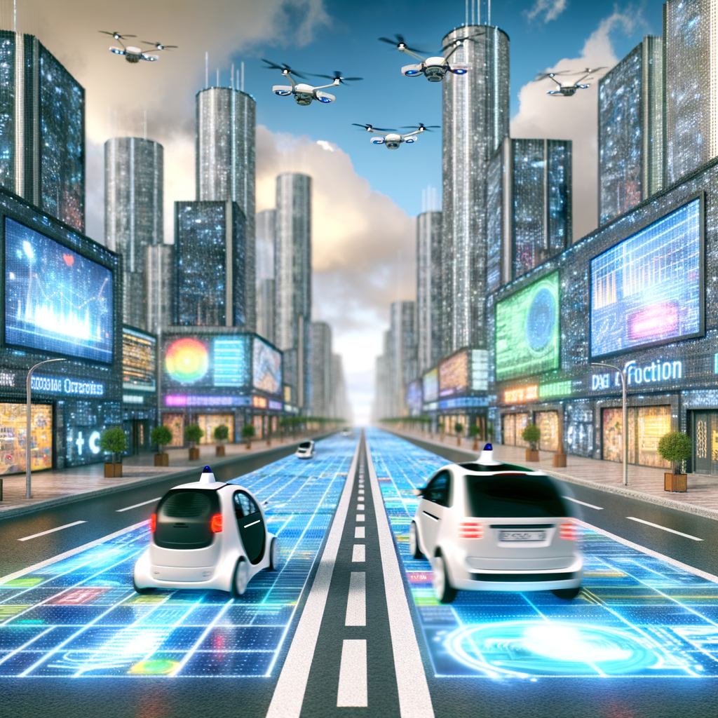 Autonomous cars navigate data-driven smart city.